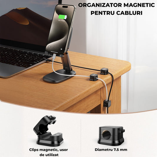 Set 6 clipuri magnetice Timebox, diametru 7, 5 mm, Negru