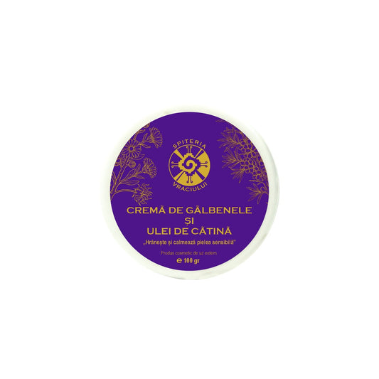 Leac Bătrânesc pentru Pielea Sensibilă – Cremă de Gălbenele și Ulei de Cătină | 100g