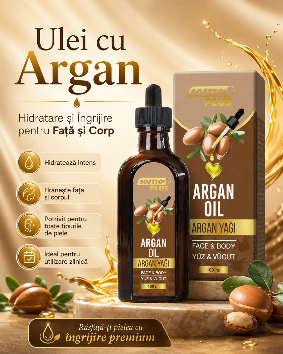 Ulei cu Argan - Hidratare Intensă pentru Față și Corp