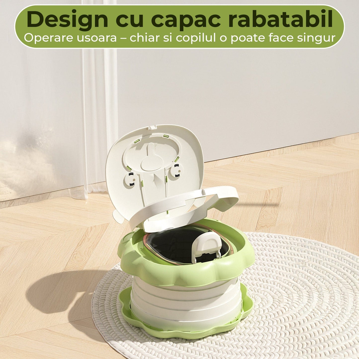 Toaleta Portabila Pliabila pentru Copii, Verde