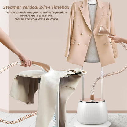 Standing Steamer Timebox, 1700W, Rezervor Mare 1, Calcare Verticala, Alb