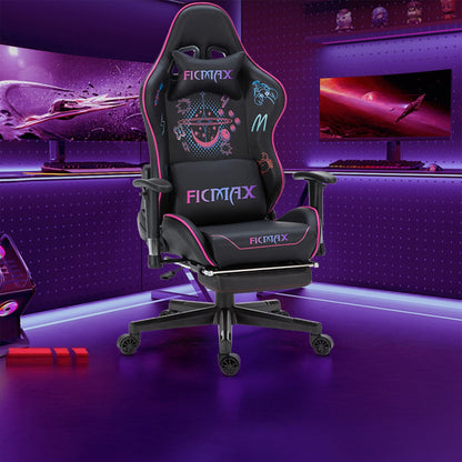 Scaun Gaming Timebox, 160°, Tetiera si Perna Lombara, Roz
