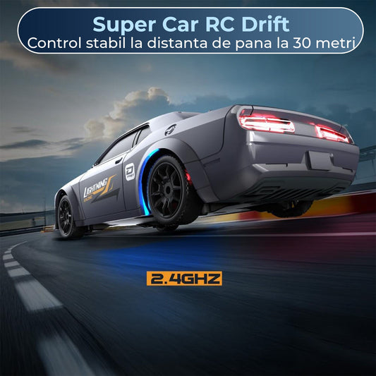 Masina RC Drift 1:43 cu Tractiune Integrala, 4 GHZ, Efecte Luminoase, Gri