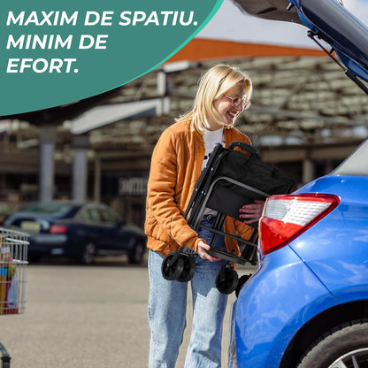 Carucior Pliabil de Transport cu Roti Detasabile, Capacitate Mare 115 kg