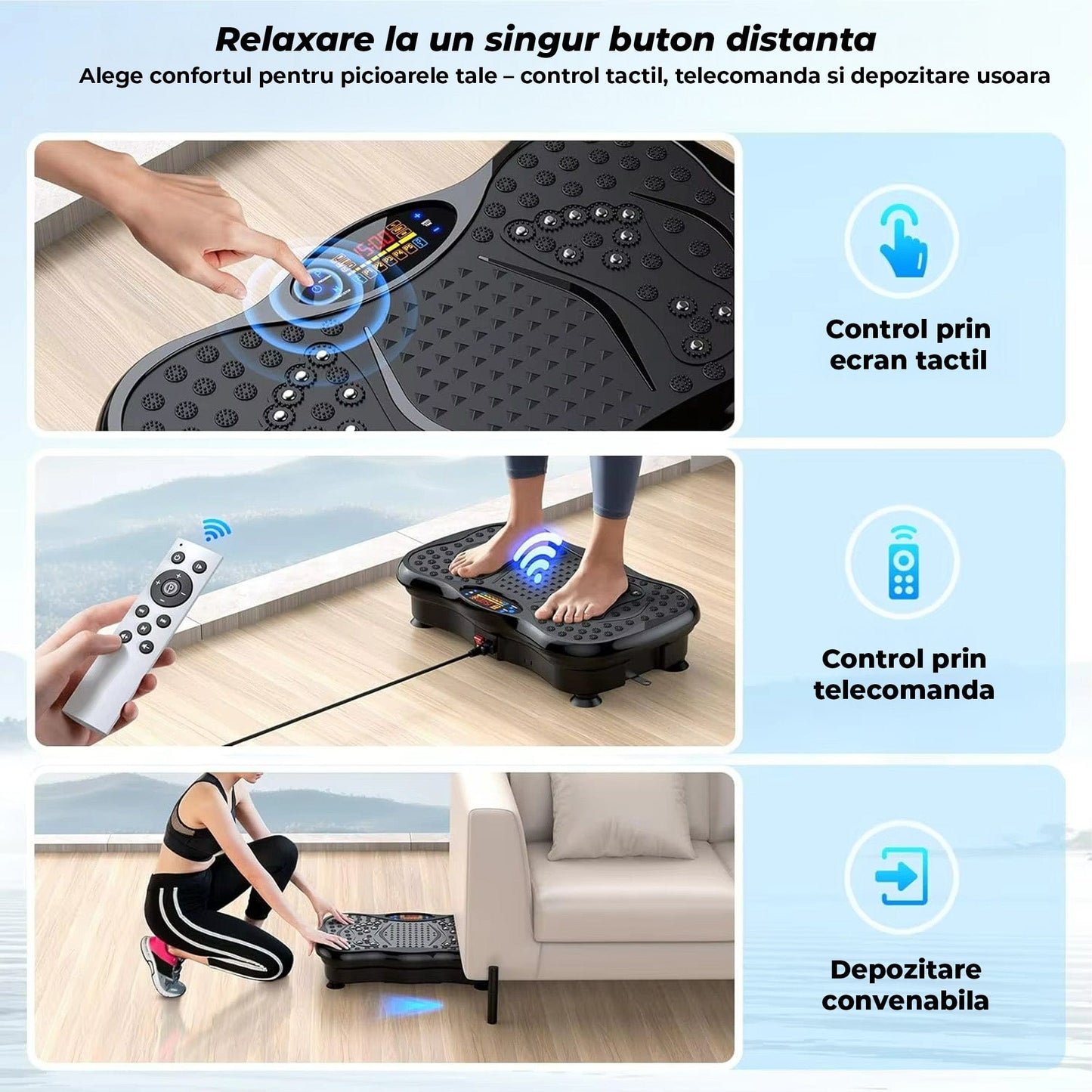 Aparat vibromasaj fitness cu masaj magnetic pentru picioare, Negru