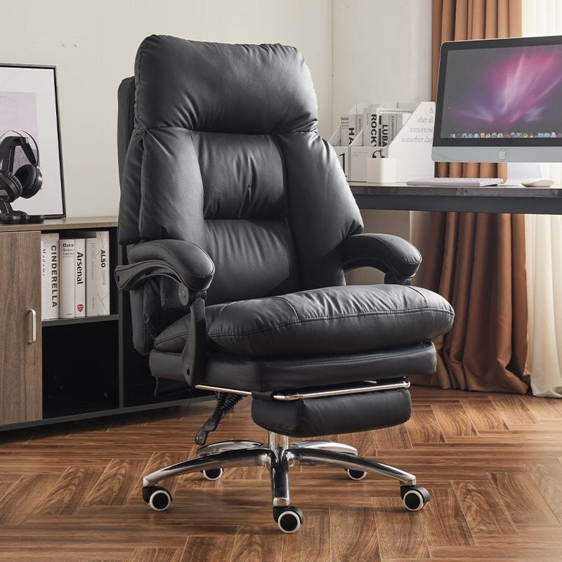 Scaun Office Executiv din Piele Naturala, 360°, Negru