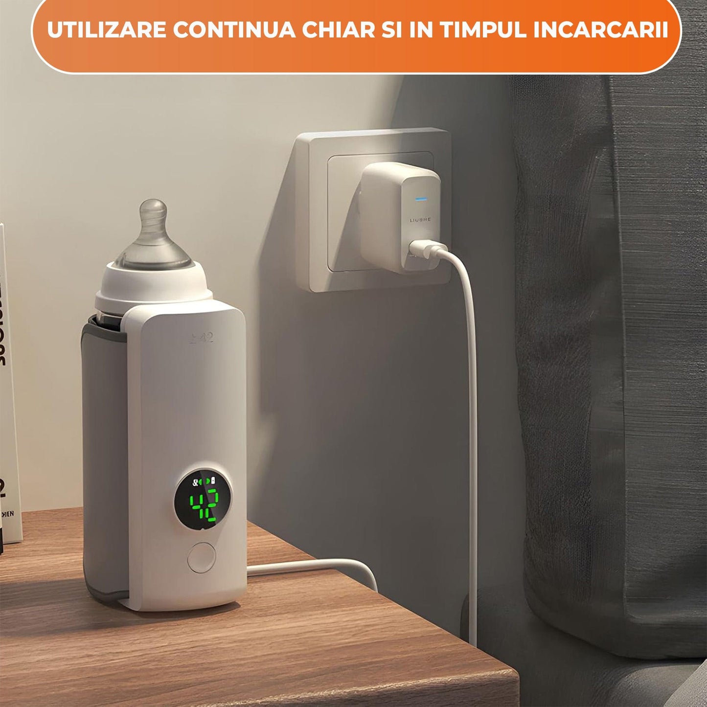Incalzitor Portabil Timebox, Incalzire Rapida fara Apa, Afisaj Digital, Alb