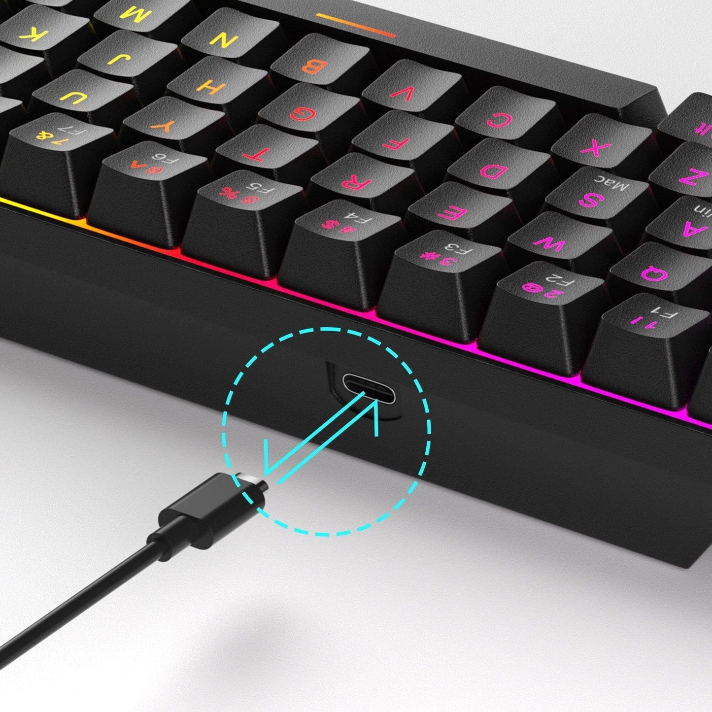 Pachet Gaming Timebox, 60%, Wireless, 95g, FastCharge, USB 2, 4 GHz, Negru