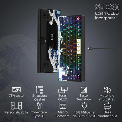 Pachet Gaming Timebox, 75%, Hot-Swap, Wireless, ultrausor 95g, FastCharge, Negru