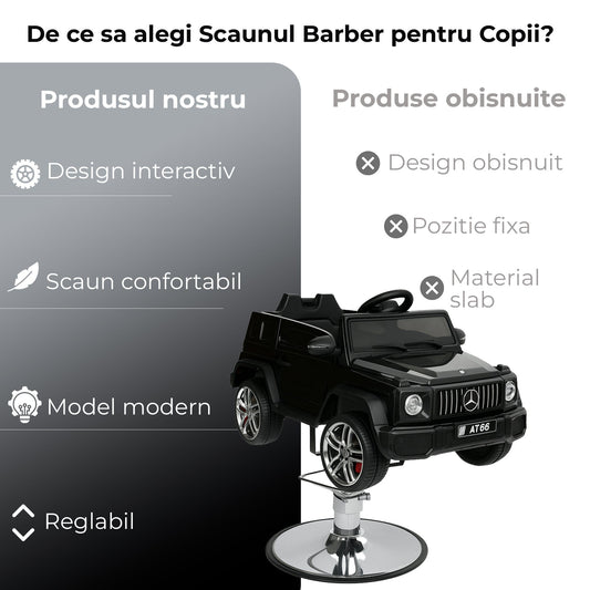 Scaun auto de tuns copii model G-Class, Scaun interactiv cu Bluetooth, Negru