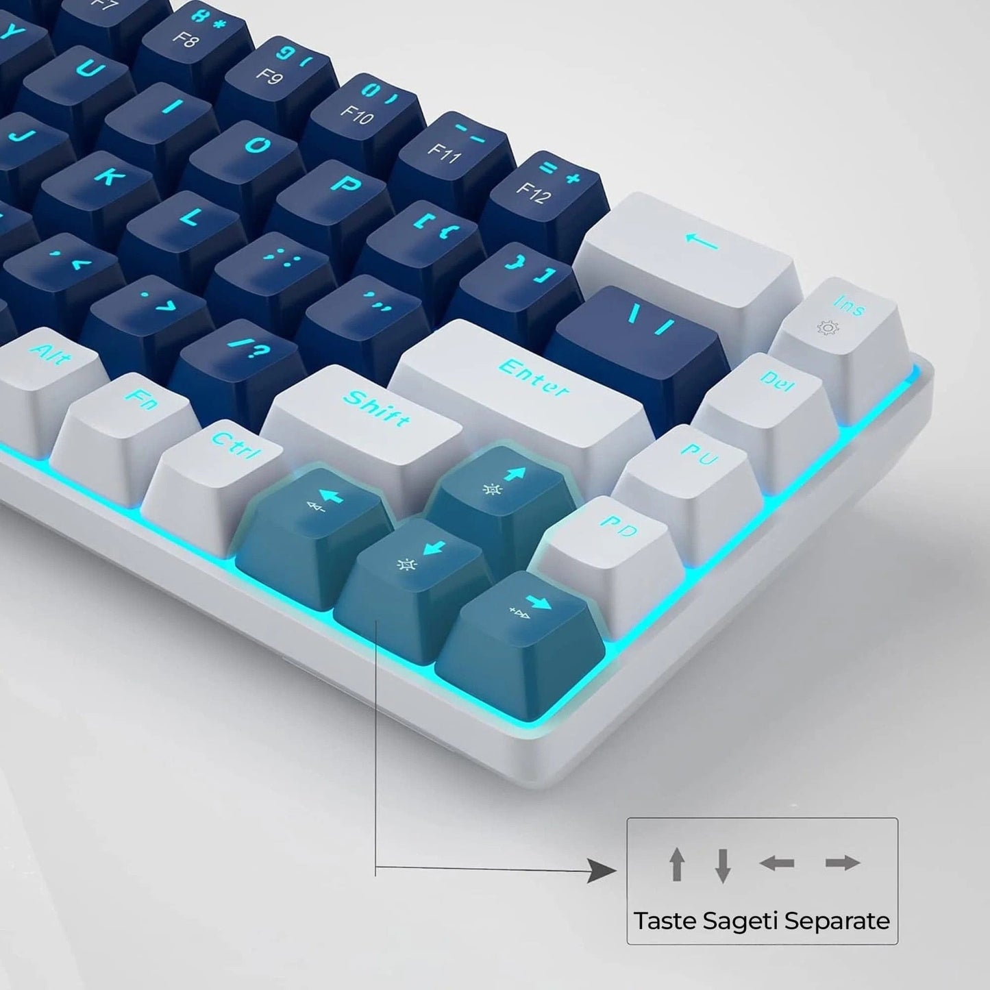 Pachet Gaming Timebox, Blue Switch, 60%, Wireless, ultrausor 95g, Albastru