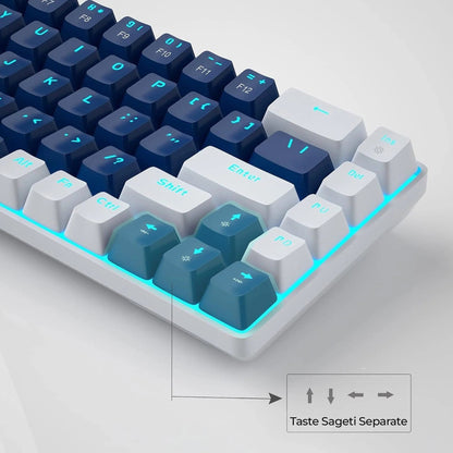 Pachet Gaming Timebox, Blue Switch, 60%, Wireless, ultrausor 95g, Albastru