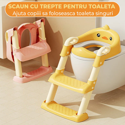 Reductor WC cu Treapta pentru Copii, Pliabil, Galben