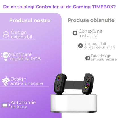 Gamepad Controller Gaming Wireless cu Joystick Hall, Bluetooth 5.0, Negru