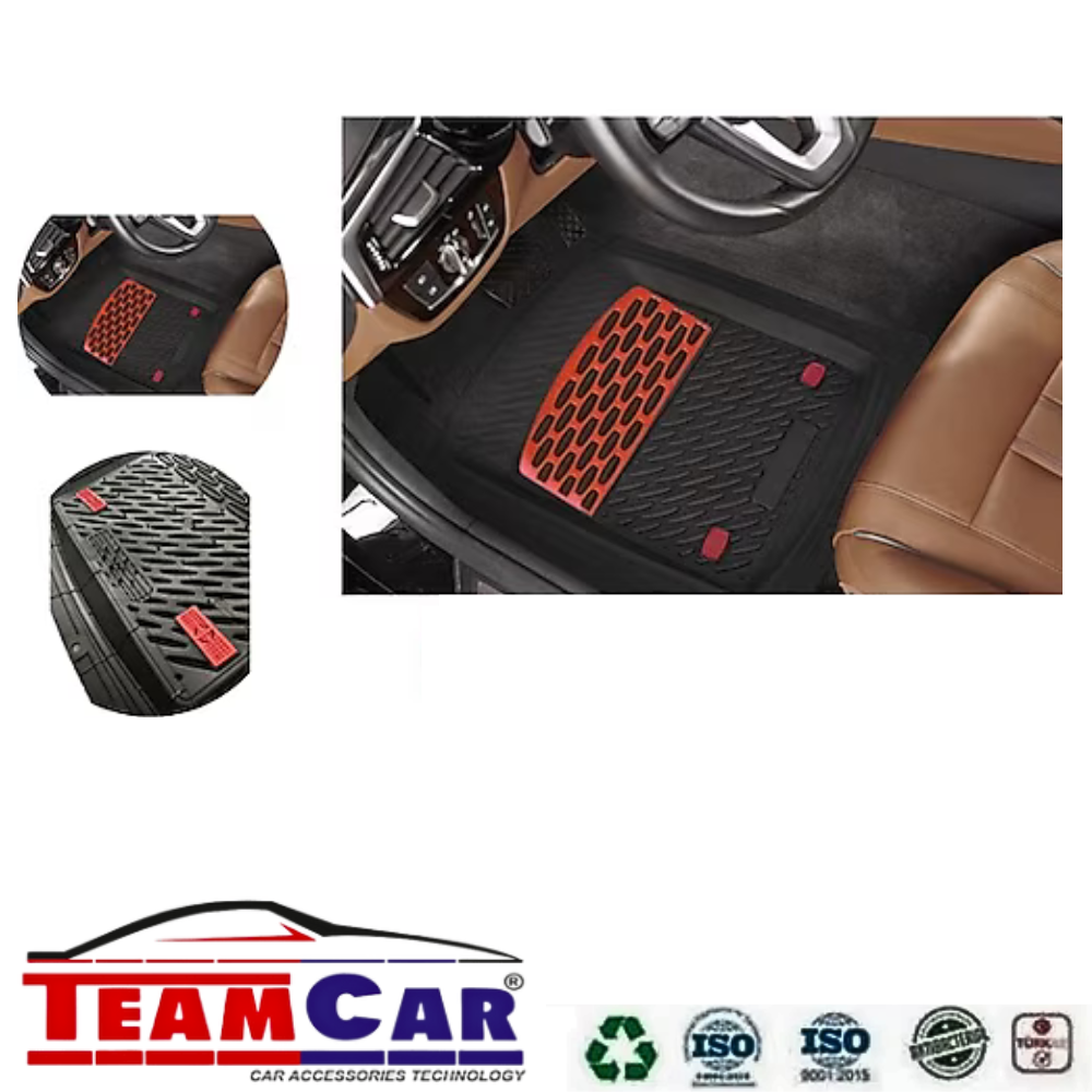 Covorase Auto TeamCar® Tip Tavita Compatibile Volkswagen Golf 5 Hatchback 5 uși (2003–2009) Negru/Rosu