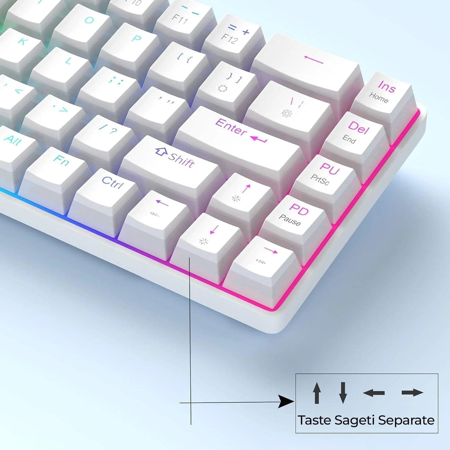 Set Gaming Timebox, Red Swtich, 60%, Wireless, : Tastatura Mecanica Gaming, Alb