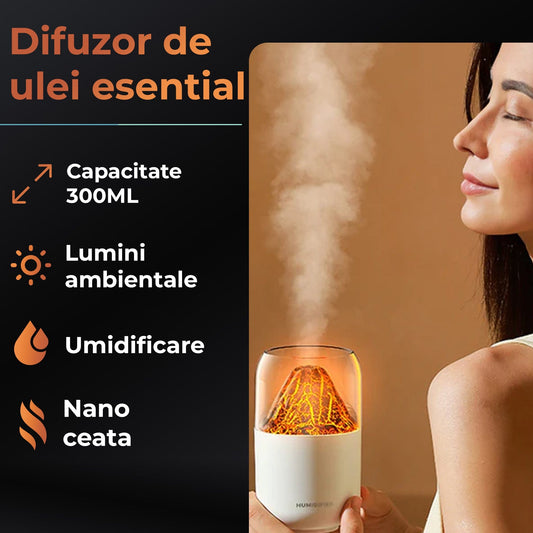 Set Relaxare Timebox, Difuzor de ulei esential, tip Vulcan, 300ml, RGB
