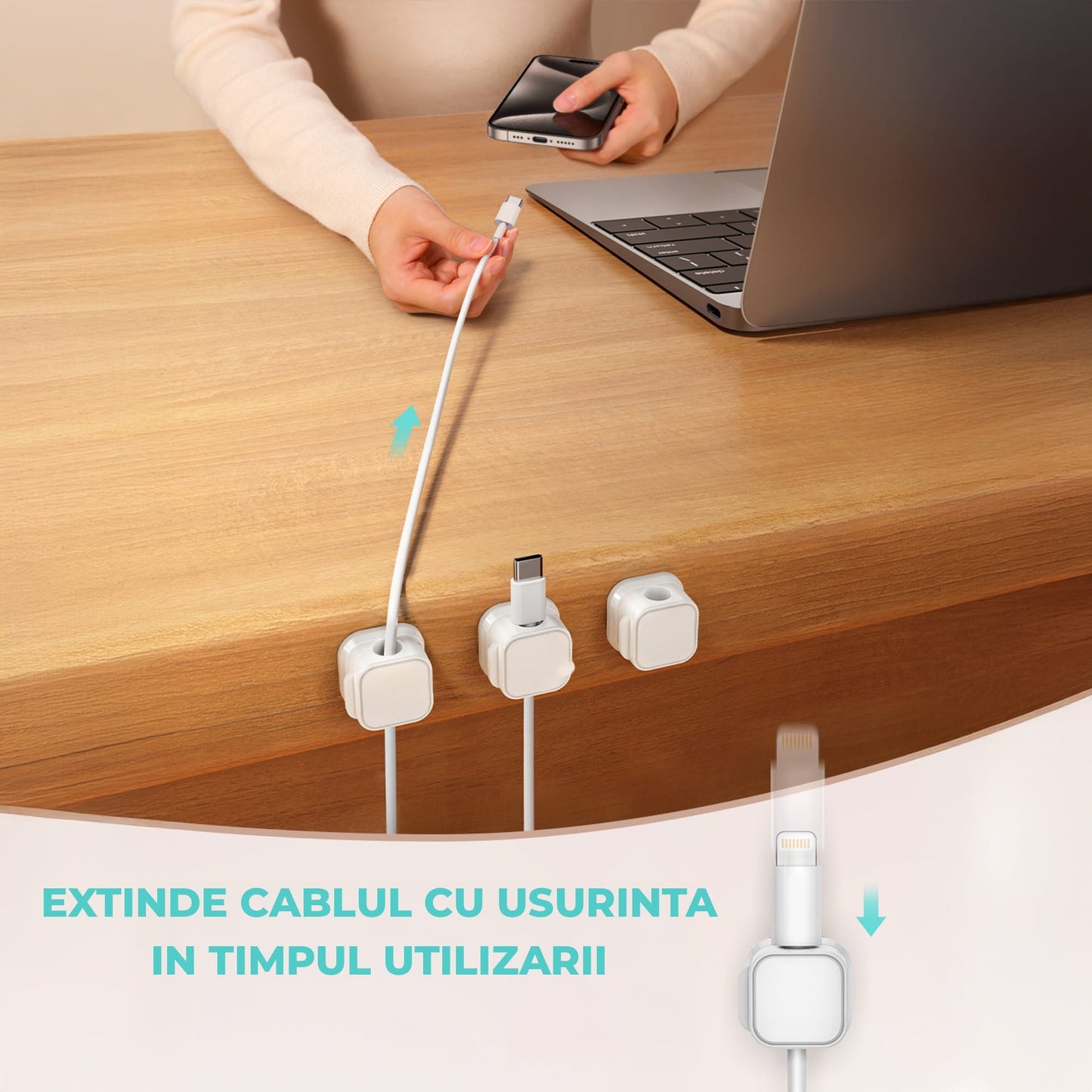 Set 6 clipuri magnetice Timebox, diametru 7, 5 mm, Alb