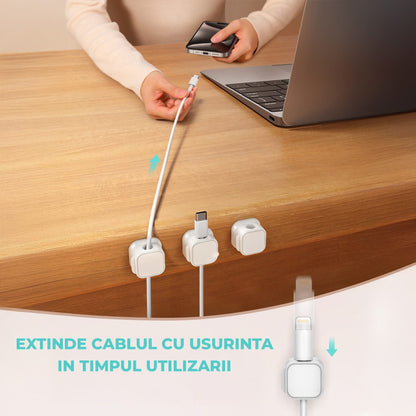 Set 6 clipuri magnetice Timebox, diametru 7, 5 mm, Alb