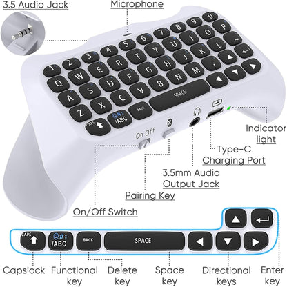 Tastatura Wireless Timebox, Gamepad Chatpad, Bluetooth 3, 5MM, Ergonomic, Alb