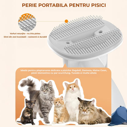 Aspirator Silentios pentru Ingrijirea Animalelor, Kit 6 in 1 cu Perie, Alb