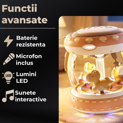 Boxa interactiva pentru bebelusi 0, 1 ani, Functie de hand drum si microfon, Bej