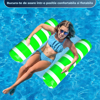 Set 2 Saltele Gonflabile 4-in-1 pentru Piscina - Hamac, Sezlong, Verde