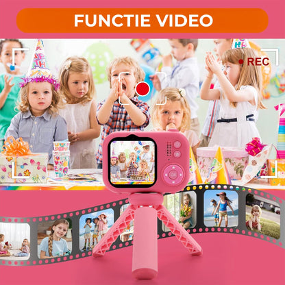 Camera Video Digitala pentru Copii cu Ecran Mare 2, Card 32GB, Roz