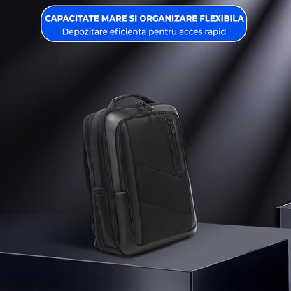 Ghiozdan Timebox, Extensibil, Waterproof, pana la 16 inch, Negru