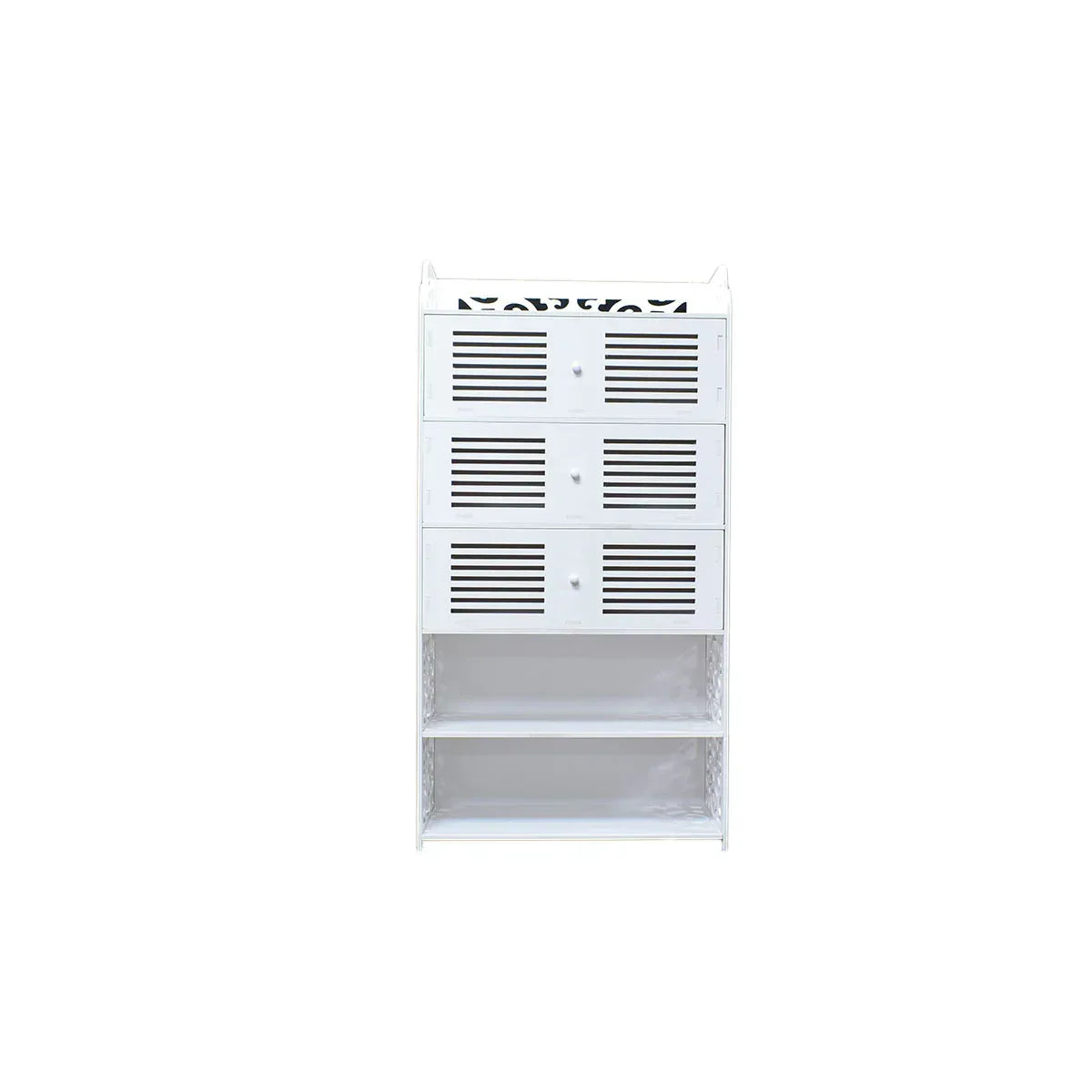 Dulap cu 2 rafturi, 3 sertare, Naimeed D3478, culoare Alb, 120 x 62 x 32 cm