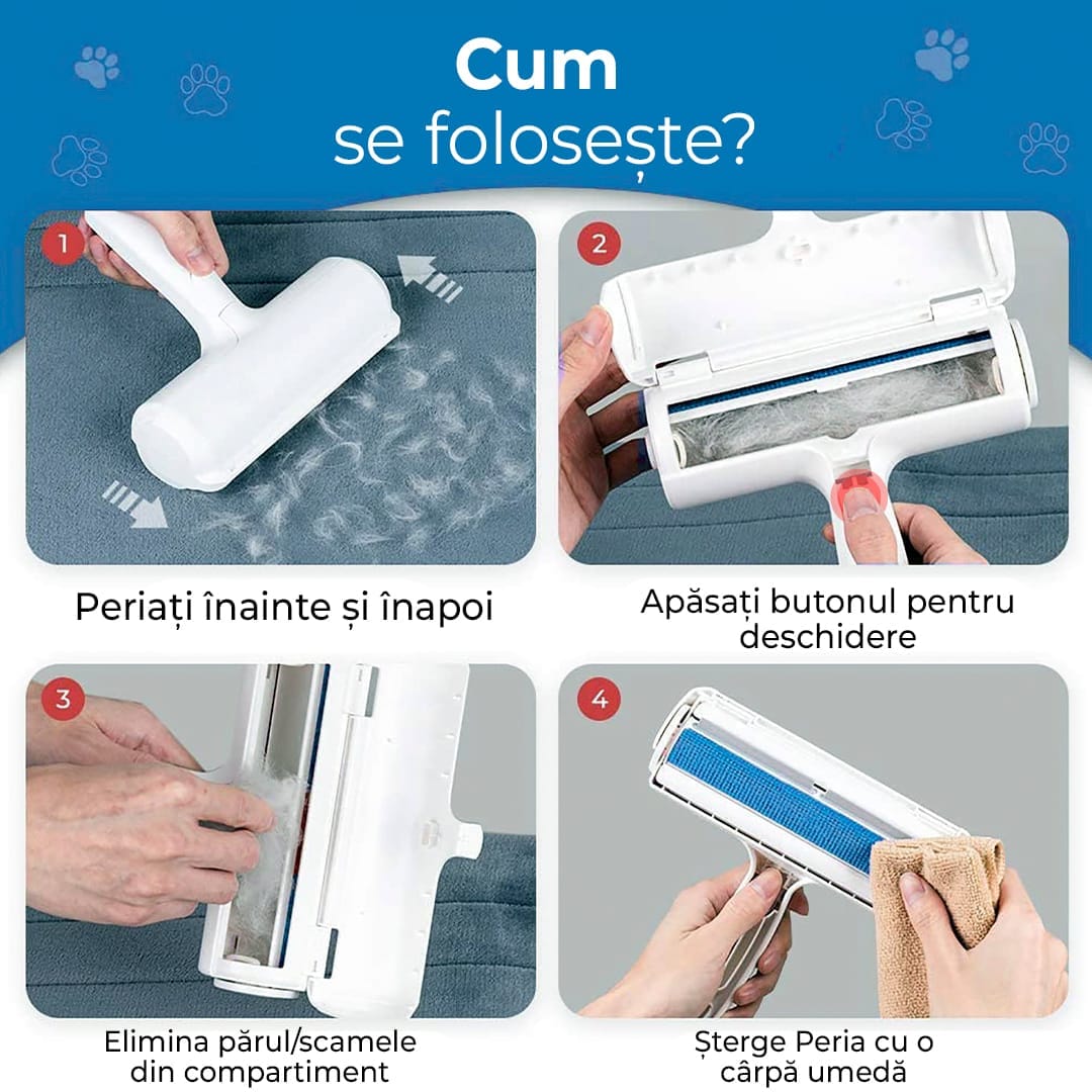 Perie pentru curatare parului animalelor de companie, caine, pisica, Albastru