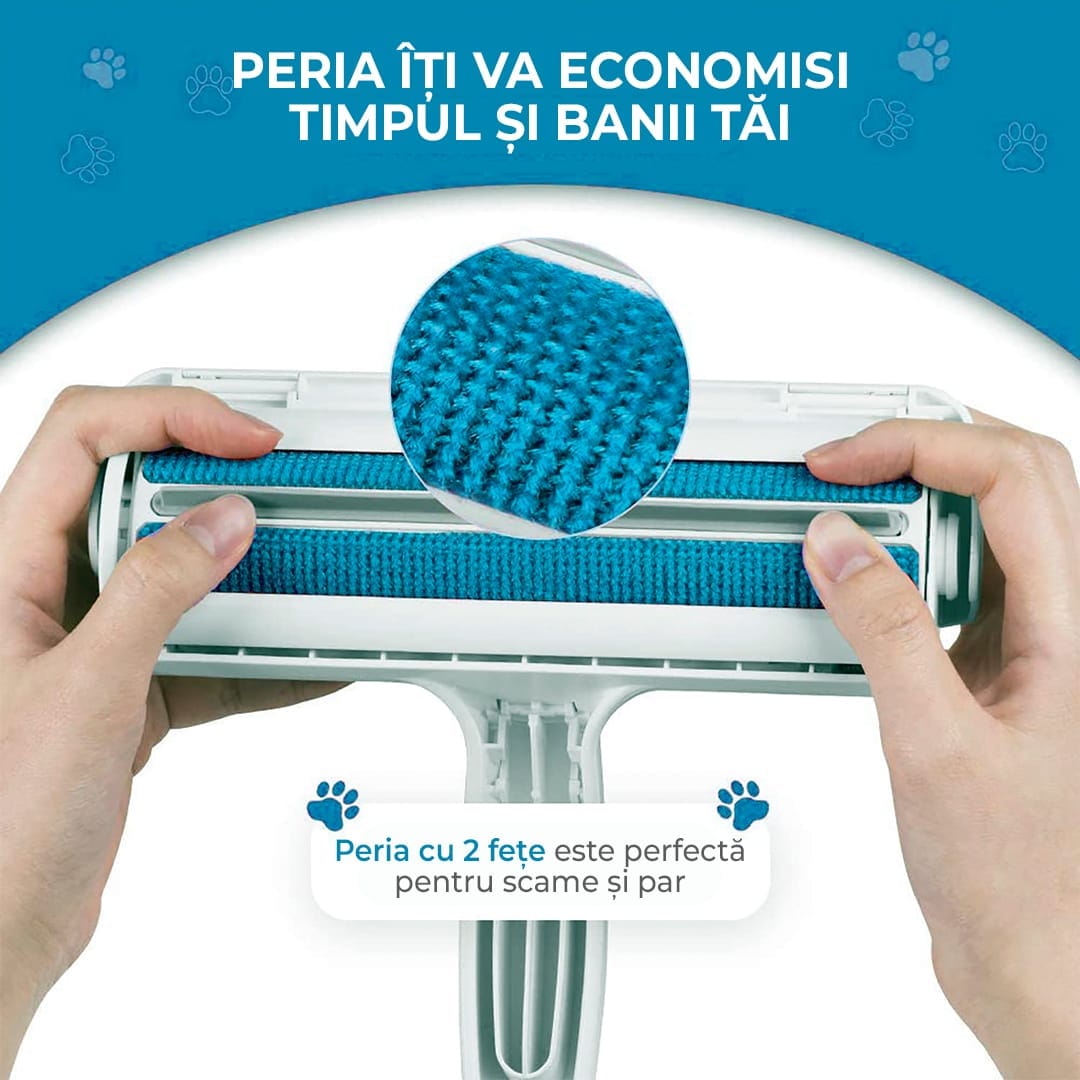 Perie pentru curatare parului animalelor de companie, caine, pisica, Albastru