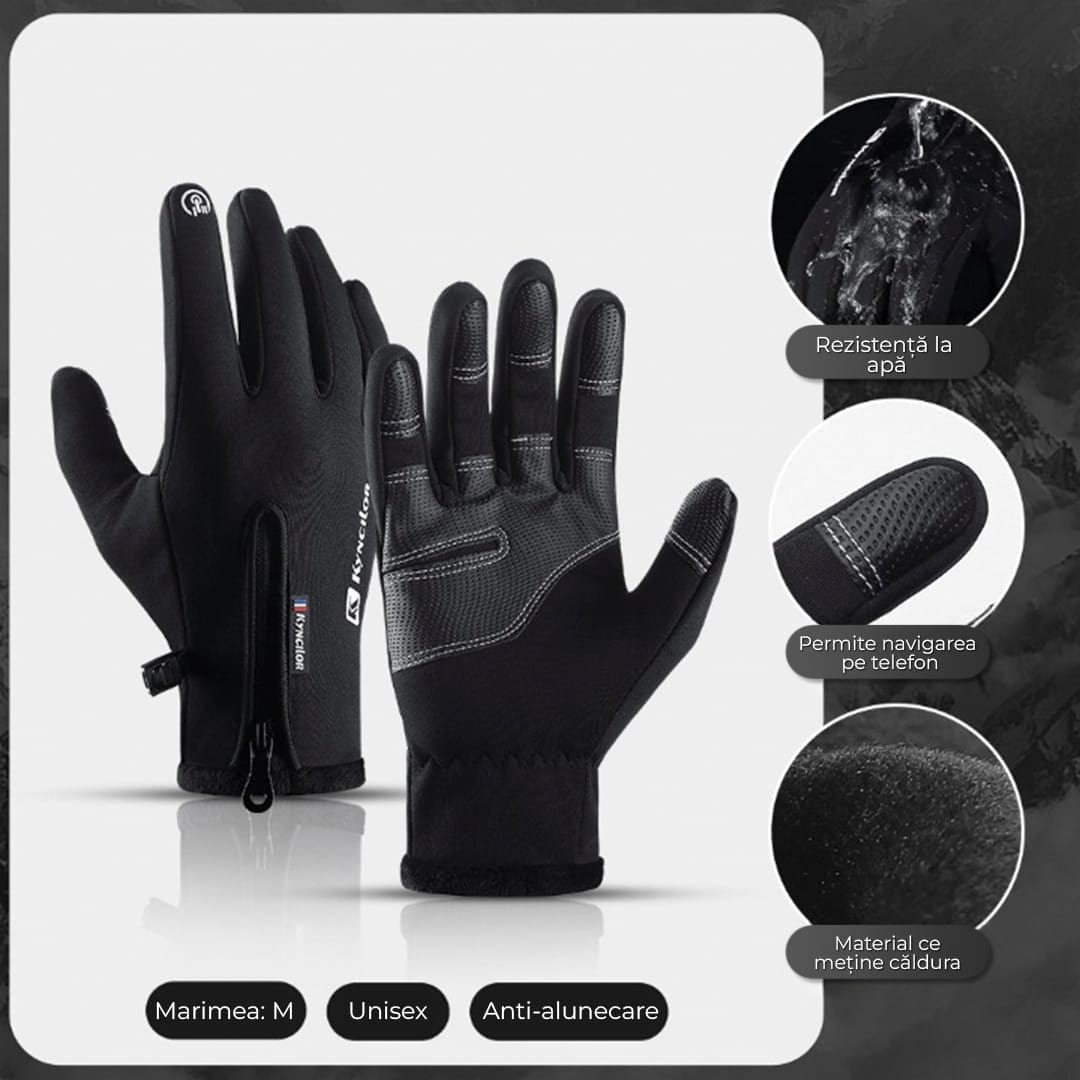 Manusi sport, aderenta pentru ski, ciclism, culoare negru, Unisex, marime M