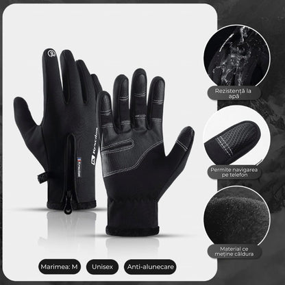 Manusi sport, aderenta pentru ski, ciclism, culoare negru, Unisex, marime M