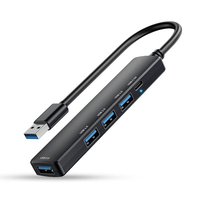 Hub USB 5 in 1 Tip C / USB 3, 480 Mbps, 5 Gbps, Aluminiu, Negru