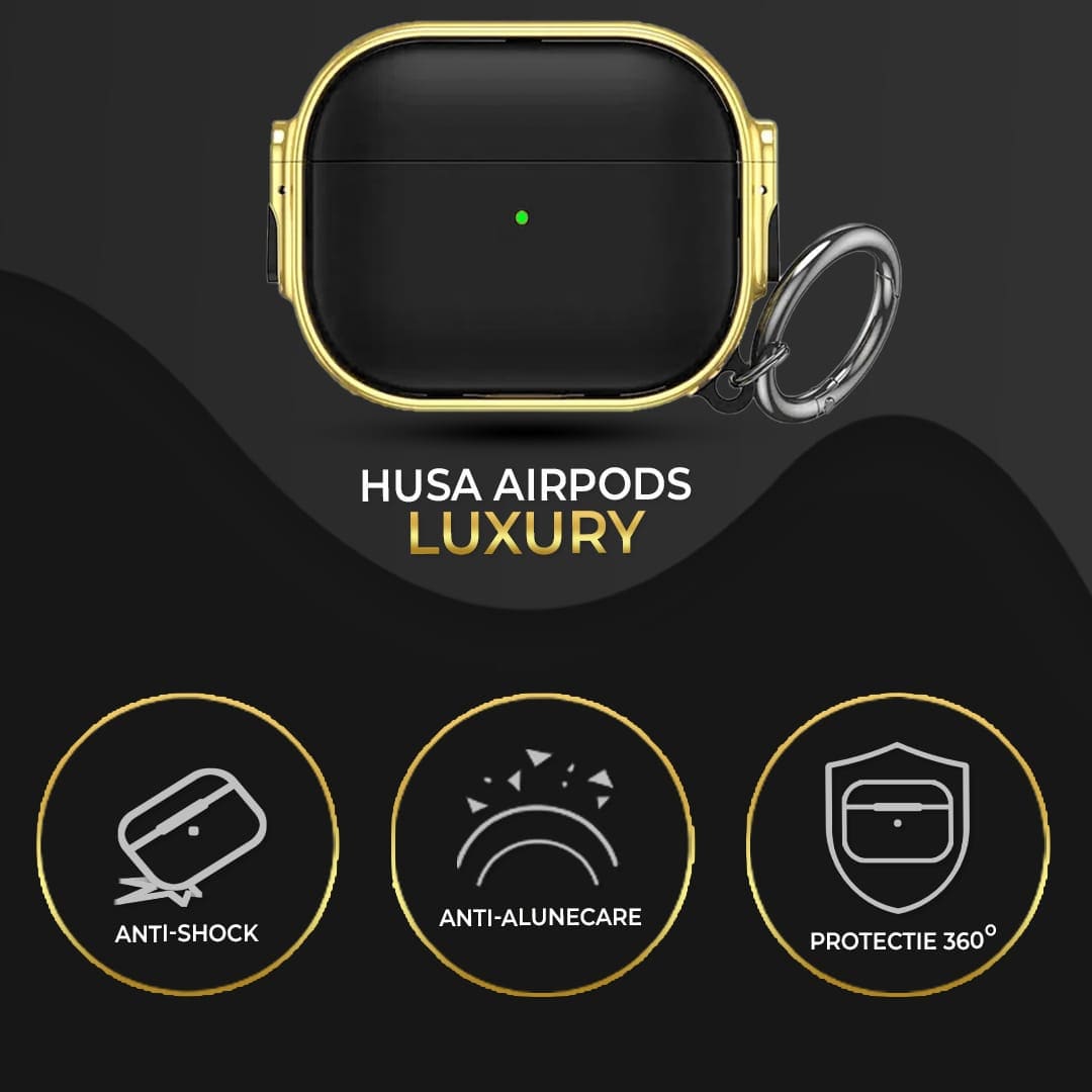 Husa de protectie pentru Apple Airpods Pro, Neagru/, Auriu
