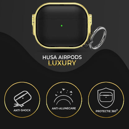 Husa de protectie pentru Apple Airpods Pro, Neagru/, Auriu