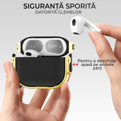 Husa de protectie pentru Apple Airpods Pro, Neagru/, Auriu