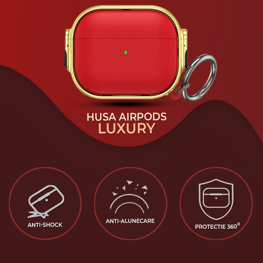 Husa de protectie pentru Apple Airpods Pro, Rosu/, Auriu