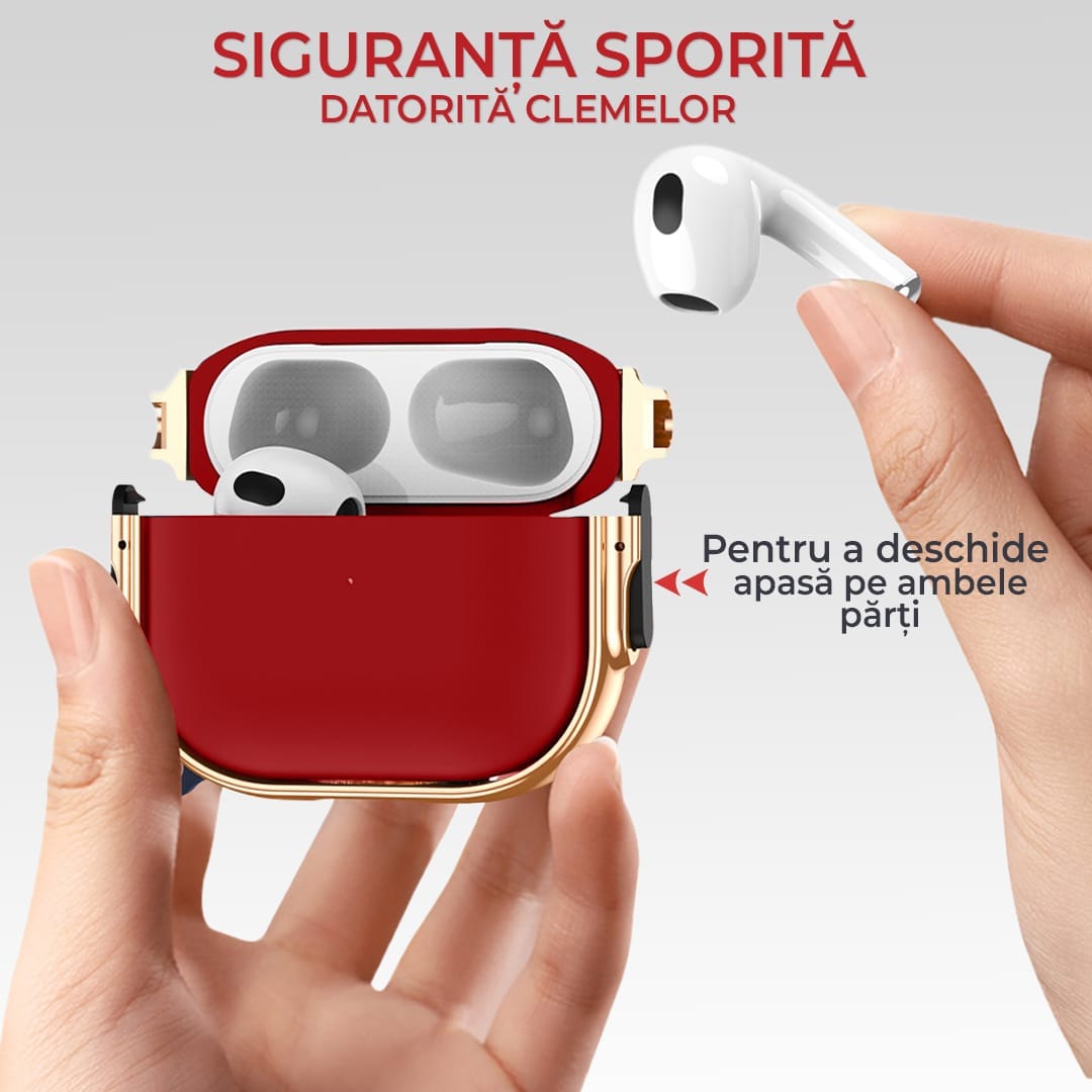 Husa de protectie pentru Apple Airpods Pro, Rosu/, Auriu