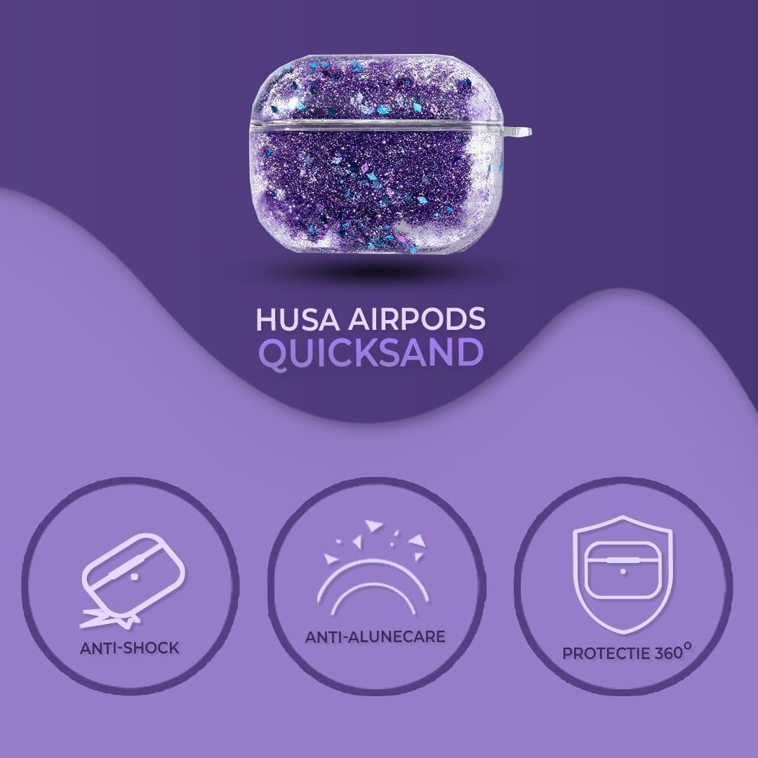 Husa de protectie pentru Apple Airpods Pro, cu sclipici lichid