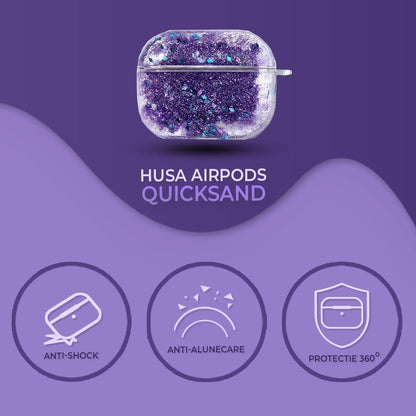 Husa de protectie pentru Apple Airpods Pro, cu sclipici lichid