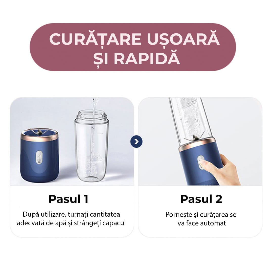 Mini blender electric, compact, multifunctional, smoothie, legume si fructe