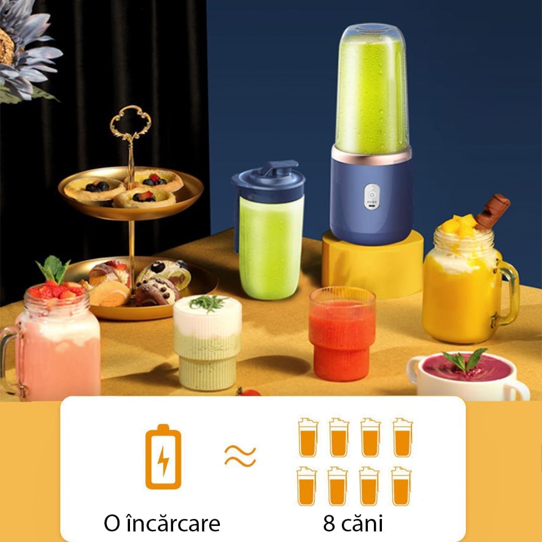Mini blender electric, compact, multifunctional, smoothie, legume si fructe
