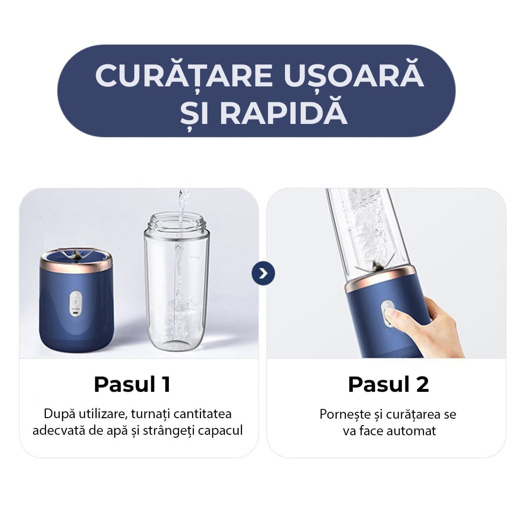 Mini blender electric, compact, multifunctional, smoothie, legume si fructe