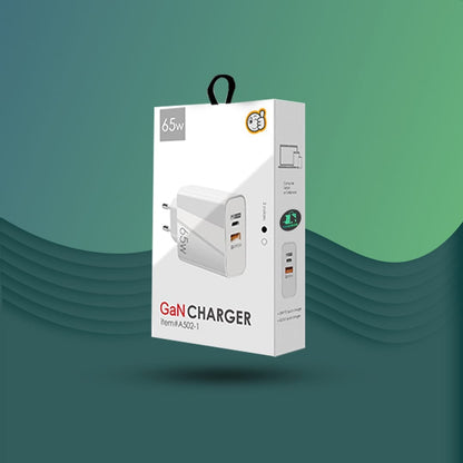 Incarcator Retea, 2 Porturi, 65W, 1 x USB, 1 x Type-C, Negru