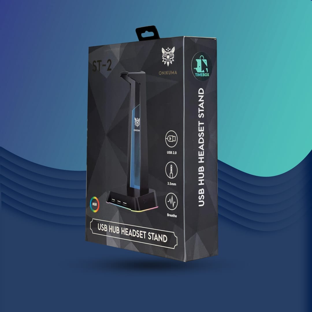 Suport casti gaming cu lumina RGB, 3 porturi USB, Anti-Slip, Negru