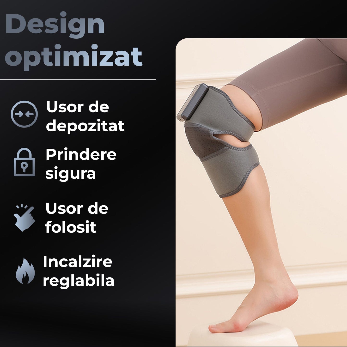 Set 2 x Aparat Termic pentru Genunchi, Incalzire 45, Gri