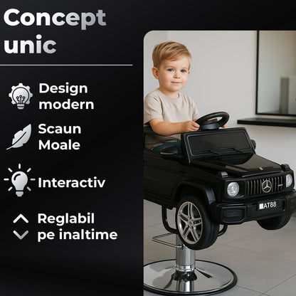 Scaun auto de tuns copii model G-Class, Scaun interactiv cu Bluetooth, Negru