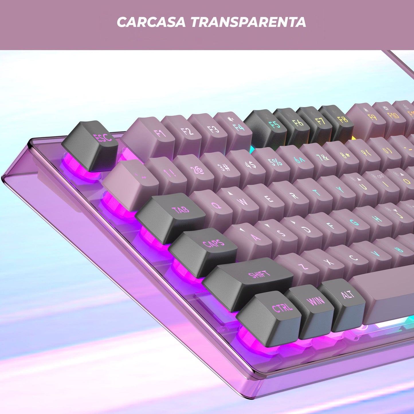 Kit Gaming Timebox, 8 Culori RGB, Lumina Reglabilă, Ergonomic, Mov